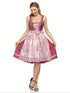 Damen Schürzenkleid mit quadratischem Kragen und Spitzenverzierungen – Traditionelle und kulturelle Kleidung